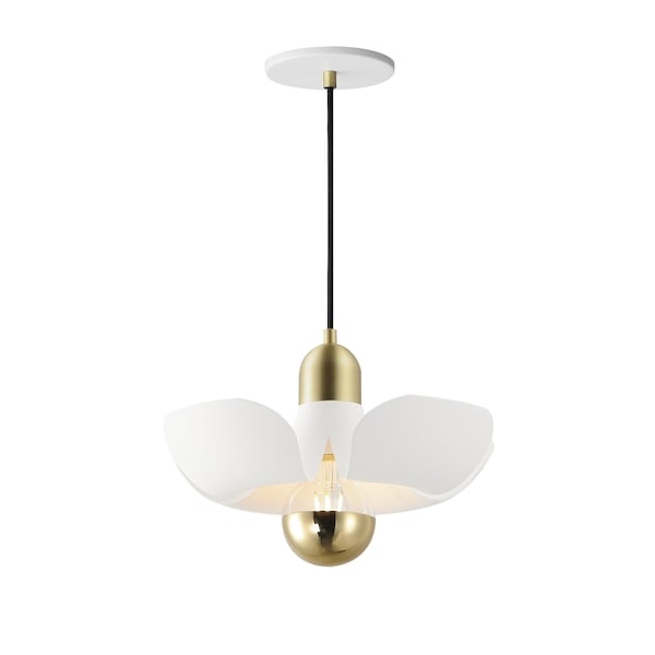 Maxim Lighting Poppy 12'' Pendant, White/Satin Brass 11391WTSBR - main